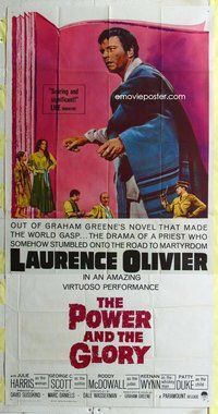 n460 POWER & THE GLORY three-sheet movie poster '62 Laurence Olivier