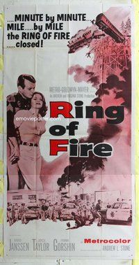 n470 RING OF FIRE three-sheet movie poster '61 David Janssen, Joyce Taylor