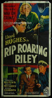n472 RIP ROARING RILEY three-sheet movie poster '35 Lloyd Hughes, Withers