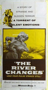 n473 RIVER CHANGES three-sheet movie poster '56 torrent of human emotions!