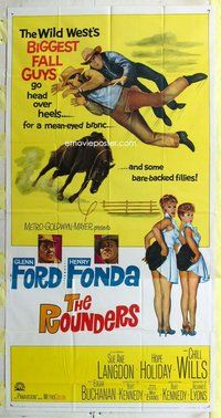 n477 ROUNDERS three-sheet movie poster '65 Glenn Ford, Henry Fonda