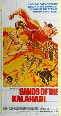 n484 SANDS OF THE KALAHARI int'l three-sheet movie poster '65 Stanley Baker