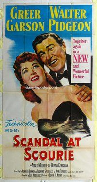 n487 SCANDAL AT SCOURIE three-sheet movie poster '53 Greer Garson, Pidgeon