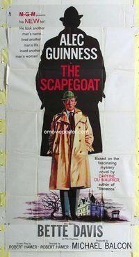 n489 SCAPEGOAT three-sheet movie poster '59 Alec Guinness in a dual role!