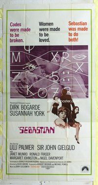 n492 SEBASTIAN three-sheet movie poster '68 Dirk Bogarde, Susannah York