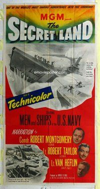 n493 SECRET LAND three-sheet movie poster '48 Navy explores Antarctica!