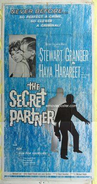 n495 SECRET PARTNER three-sheet movie poster '61 Stewart Granger, Harareet