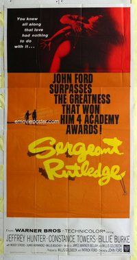 n497 SERGEANT RUTLEDGE three-sheet movie poster '60 John Ford western!