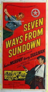 n501 SEVEN WAYS FROM SUNDOWN three-sheet movie poster '60 Audie Murphy