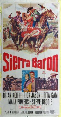 n507 SIERRA BARON three-sheet movie poster '58 Brian Keith, sexy Rita Gam!
