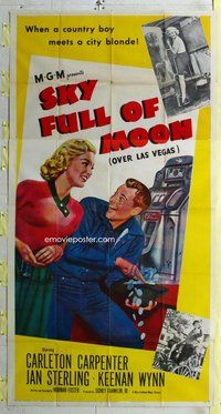 n511 SKY FULL OF MOON three-sheet movie poster '52 Las Vegas gambling!