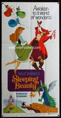 n055 SLEEPING BEAUTY three-sheet movie poster R70 Walt Disney classic!