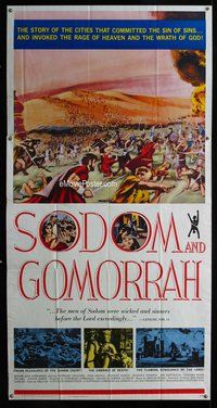 n515 SODOM & GOMORRAH three-sheet movie poster '63 Robert Aldrich, Angeli