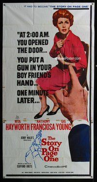 n532 STORY ON PAGE ONE three-sheet movie poster '60 Rita Hayworth, Franciosa