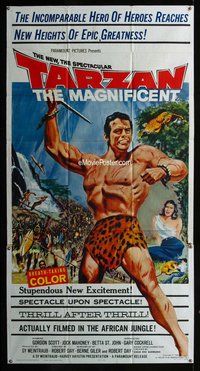 n548 TARZAN THE MAGNIFICENT three-sheet movie poster '60 Gordon Scott