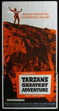 n549 TARZAN'S GREATEST ADVENTURE three-sheet movie poster '59 Gordon Scott
