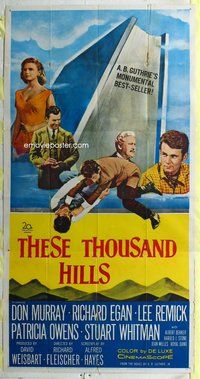n554 THESE THOUSAND HILLS three-sheet movie poster '59 Don Murray, Fleischer