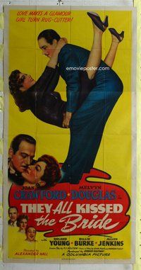 n555 THEY ALL KISSED THE BRIDE three-sheet movie poster '42 Joan Crawford
