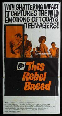 n559 THIS REBEL BREED three-sheet movie poster '60 Rita Moreno as Wiggles!