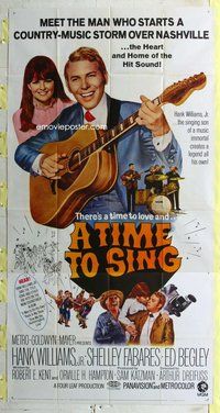 n563 TIME TO SING three-sheet movie poster '68 Hank Williams Jr., Fabares