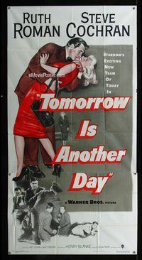 n569 TOMORROW IS ANOTHER DAY three-sheet movie poster '51 cool noir image!