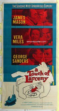 n574 TOUCH OF LARCENY three-sheet movie poster '60 James Mason, Vera Miles