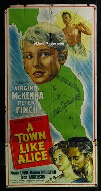 n068 TOWN LIKE ALICE English three-sheet movie poster '57 Virginia McKenna