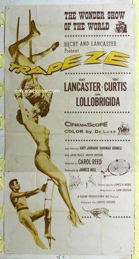 n577 TRAPEZE three-sheet movie poster R61 Burt Lancaster, Gina Lollobrigida
