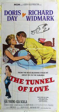 n580 TUNNEL OF LOVE three-sheet movie poster '58 Doris Day, Richard Widmark