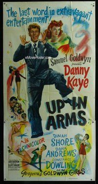 n585 UP IN ARMS three-sheet movie poster '44 Danny Kaye, Dinah Shore
