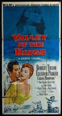 n586 VALLEY OF THE KINGS three-sheet movie poster '54 Robert Taylor, Sphinx!