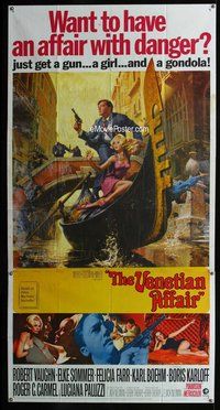 n588 VENETIAN AFFAIR three-sheet movie poster '67 Robert Vaughn, Karloff