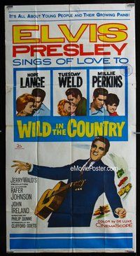 n595 WILD IN THE COUNTRY three-sheet movie poster '61 Elvis Presley