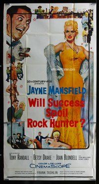 n596 WILL SUCCESS SPOIL ROCK HUNTER three-sheet movie poster '57 Mansfield