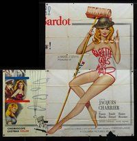 n159 BABETTE GOES TO WAR six-sheet movie poster '60 Brigitte Bardot