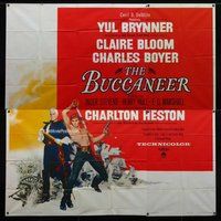 n163 BUCCANEER six-sheet movie poster '58 Yul Brynner, Charlton Heston