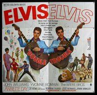 n176 DOUBLE TROUBLE six-sheet movie poster '67 rockin' Elvis Presley!
