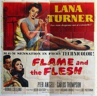 n182 FLAME & THE FLESH six-sheet movie poster '54 Lana Turner, Pier Angeli