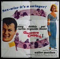 n188 GOODBYE CHARLIE six-sheet movie poster '64 Tony Curtis, Deb Reynolds