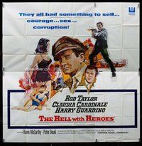 n193 HELL WITH HEROES six-sheet movie poster '68 Rod Taylor, Cardinale