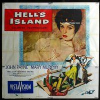 n195 HELL'S ISLAND six-sheet movie poster '55 giant sexy Mary Murphy!