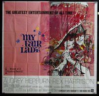 n225 MY FAIR LADY int'l six-sheet movie poster R69 Audrey Hepburn,Peak art