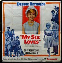 n226 MY SIX LOVES six-sheet movie poster '62 Debbie Reynolds, Robertson
