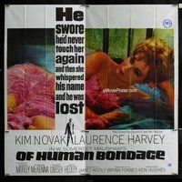 n234 OF HUMAN BONDAGE six-sheet movie poster '64 Kim Novak, Harvey