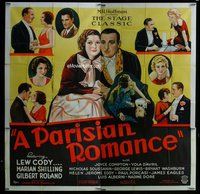 n236 PARISIAN ROMANCE six-sheet movie poster '32 Lew Cody, stone litho!