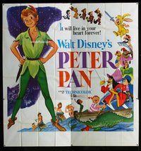 n237 PETER PAN six-sheet movie poster R69 Walt Disney classic!