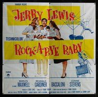 n245 ROCK-A-BYE BABY six-sheet movie poster '58 Jerry Lewis with triplets!