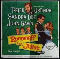 n246 ROMANOFF & JULIET six-sheet movie poster '61 Peter Ustinov, Sandra Dee