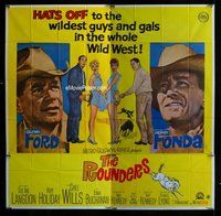 n248 ROUNDERS six-sheet movie poster '65 Glenn Ford, Henry Fonda