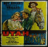 n267 UTAH six-sheet movie poster '45 Roy Rogers, Dale Evans, Gabby Hayes